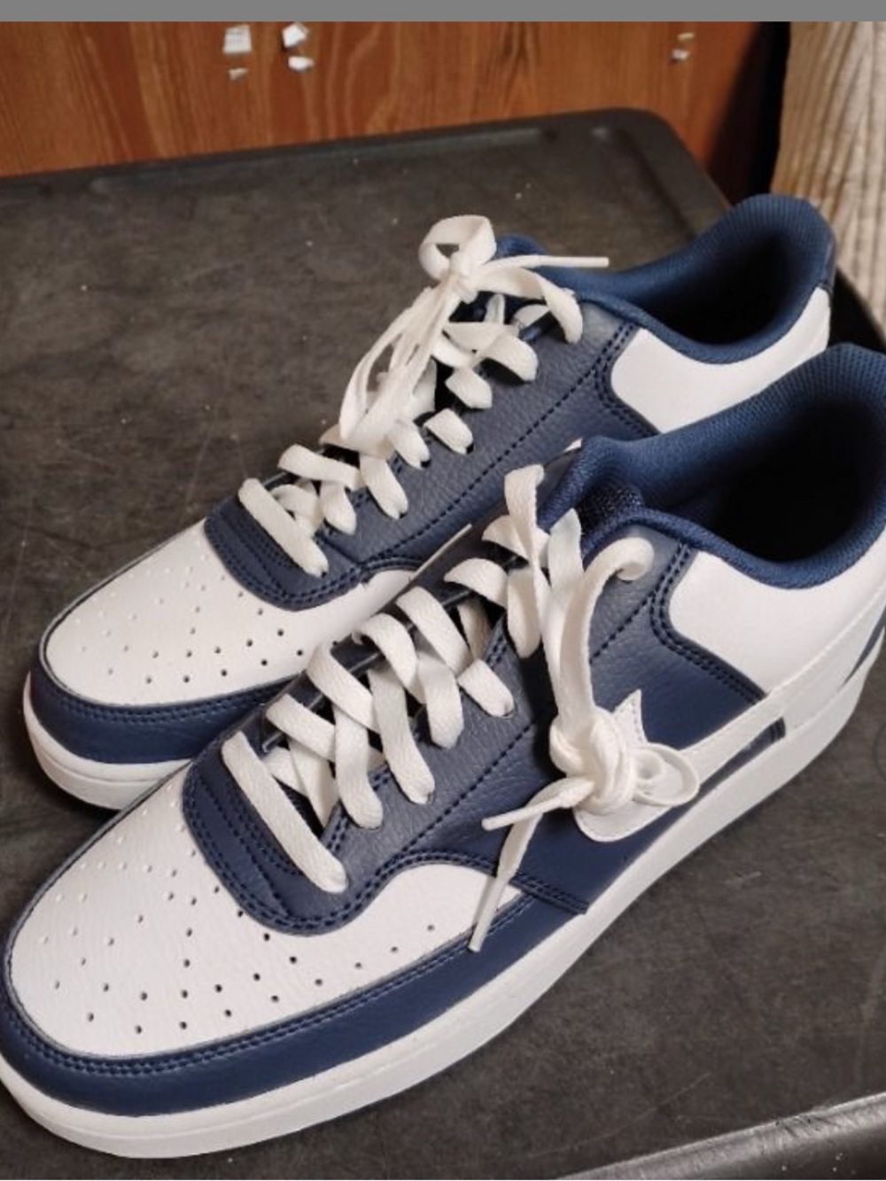 Nike Men's Court Vision Low Sneakers Midnight Navy & White Size 10- Brand New